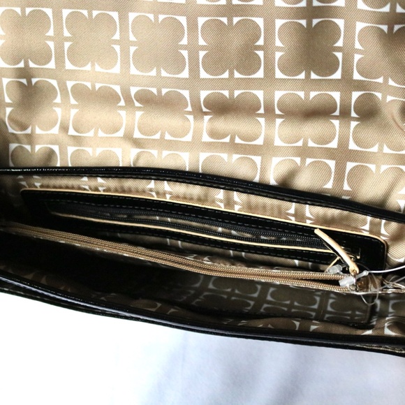 NWT Vintage Liz Claiborne Black Patent Clutch Purse Handbag Clover - Picture 4 of 7